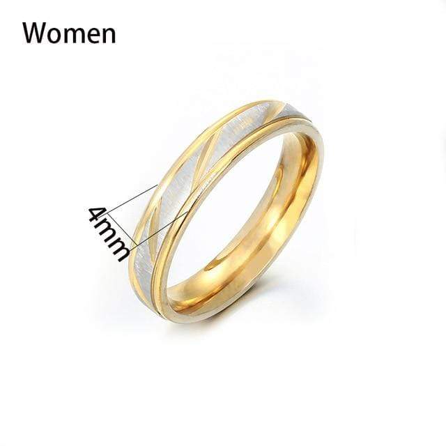 Auxauxme Titanium Steel Engrave name Lovers Couple Rings Gold Wave Pattern Wedding Promise Ring For Women Men Engagement Jewelry AExp