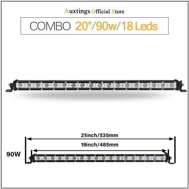 Auxtings Slim LED Light Bar Single Row 7" 13" 20" 25" 32" 38'' inch 90W 120W 150W 180W For SUV 4X4 Off Road LED Work Light Lamp JadeMoghul Inc. 