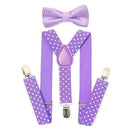 AWAYTR 2Pcs Baby Boys Suspenders Kids New Elastic Adjustable Clip-on Bowtie Suspenders Set Kids Polka Dot Suspender for Wedding-Lavender-JadeMoghul Inc.