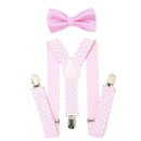 AWAYTR 2Pcs Baby Boys Suspenders Kids New Elastic Adjustable Clip-on Bowtie Suspenders Set Kids Polka Dot Suspender for Wedding-Pink-JadeMoghul Inc.