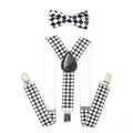 AWAYTR 2Pcs Baby Boys Suspenders Kids New Elastic Adjustable Clip-on Bowtie Suspenders Set Kids Polka Dot Suspender for Wedding-Plaid-JadeMoghul Inc.