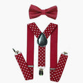 AWAYTR 2Pcs Baby Boys Suspenders Kids New Elastic Adjustable Clip-on Bowtie Suspenders Set Kids Polka Dot Suspender for Wedding-Red Wine-JadeMoghul Inc.