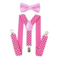 AWAYTR 2Pcs Baby Boys Suspenders Kids New Elastic Adjustable Clip-on Bowtie Suspenders Set Kids Polka Dot Suspender for Wedding-Rose-JadeMoghul Inc.