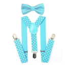 AWAYTR 2Pcs Baby Boys Suspenders Kids New Elastic Adjustable Clip-on Bowtie Suspenders Set Kids Polka Dot Suspender for Wedding-Sky Blue-JadeMoghul Inc.