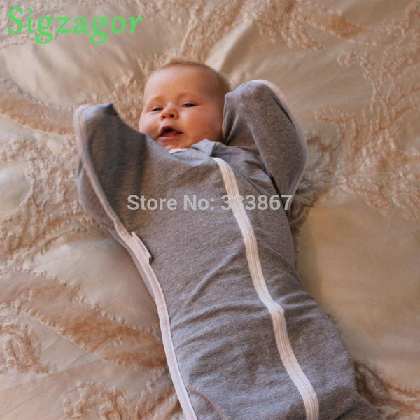[Sigzagor] 1 Baby Sleepsack Zip Up Swaddle Sleeping Bag Cotton 3 Sizes 3kg-11kg,6lbs-24lbs Grey Pink Blue White 7 Choices