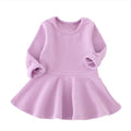 Babies & Kids Spring Autumn Candy Color Cotton Baby Girl Dresses Long Sleeve Solid Princess Dress Bow-knot O-neck Casual Kids Pleated Dresses AExp