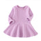 Babies & Kids Spring Autumn Candy Color Cotton Baby Girl Dresses Long Sleeve Solid Princess Dress Bow-knot O-neck Casual Kids Pleated Dresses AExp