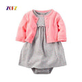 ZOFZ New baby Girl Dress Regular O-Neck 2pcs Dresses for Girls Cotton Floral Dresses with Long Sleeve Cardigan Baby Girl Clothes