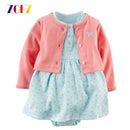 ZOFZ New baby Girl Dress Regular O-Neck 2pcs Dresses for Girls Cotton Floral Dresses with Long Sleeve Cardigan Baby Girl Clothes