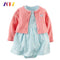 ZOFZ New baby Girl Dress Regular O-Neck 2pcs Dresses for Girls Cotton Floral Dresses with Long Sleeve Cardigan Baby Girl Clothes