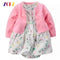 ZOFZ New baby Girl Dress Regular O-Neck 2pcs Dresses for Girls Cotton Floral Dresses with Long Sleeve Cardigan Baby Girl Clothes