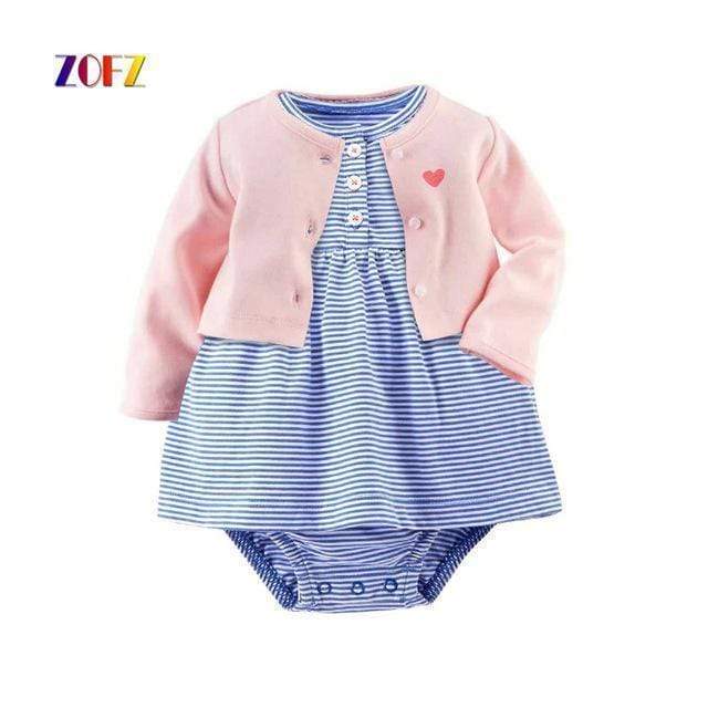 ZOFZ New baby Girl Dress Regular O-Neck 2pcs Dresses for Girls Cotton Floral Dresses with Long Sleeve Cardigan Baby Girl Clothes