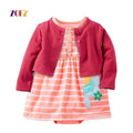 ZOFZ New baby Girl Dress Regular O-Neck 2pcs Dresses for Girls Cotton Floral Dresses with Long Sleeve Cardigan Baby Girl Clothes