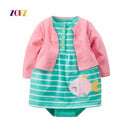 ZOFZ New baby Girl Dress Regular O-Neck 2pcs Dresses for Girls Cotton Floral Dresses with Long Sleeve Cardigan Baby Girl Clothes