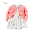 ZOFZ New baby Girl Dress Regular O-Neck 2pcs Dresses for Girls Cotton Floral Dresses with Long Sleeve Cardigan Baby Girl Clothes