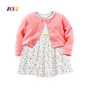 ZOFZ New baby Girl Dress Regular O-Neck 2pcs Dresses for Girls Cotton Floral Dresses with Long Sleeve Cardigan Baby Girl Clothes