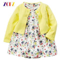 ZOFZ New baby Girl Dress Regular O-Neck 2pcs Dresses for Girls Cotton Floral Dresses with Long Sleeve Cardigan Baby Girl Clothes