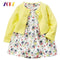 ZOFZ New baby Girl Dress Regular O-Neck 2pcs Dresses for Girls Cotton Floral Dresses with Long Sleeve Cardigan Baby Girl Clothes