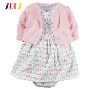 ZOFZ New baby Girl Dress Regular O-Neck 2pcs Dresses for Girls Cotton Floral Dresses with Long Sleeve Cardigan Baby Girl Clothes