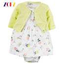 ZOFZ New baby Girl Dress Regular O-Neck 2pcs Dresses for Girls Cotton Floral Dresses with Long Sleeve Cardigan Baby Girl Clothes