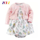 ZOFZ New baby Girl Dress Regular O-Neck 2pcs Dresses for Girls Cotton Floral Dresses with Long Sleeve Cardigan Baby Girl Clothes