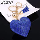 ZOSHI 2017 New Fashion Car Play 6 Colors Full Crystal Rhinestone Heart Key Chain Keychain Bag Car Hanging Pendant Jewelry