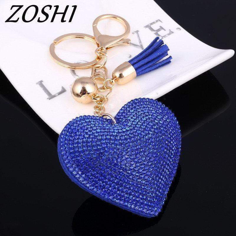 ZOSHI 2017 New Fashion Car Play 6 Colors Full Crystal Rhinestone Heart Key Chain Keychain Bag Car Hanging Pendant Jewelry