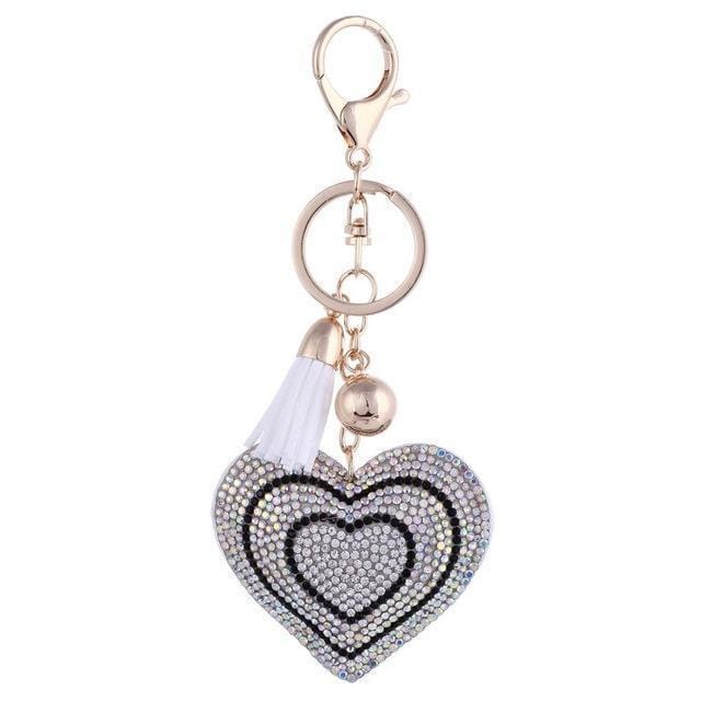 ZOSHI 2017 New Fashion Car Play 6 Colors Full Crystal Rhinestone Heart Key Chain Keychain Bag Car Hanging Pendant Jewelry