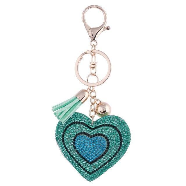 ZOSHI 2017 New Fashion Car Play 6 Colors Full Crystal Rhinestone Heart Key Chain Keychain Bag Car Hanging Pendant Jewelry