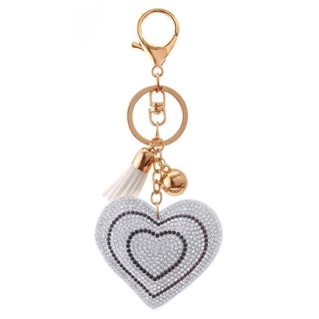 ZOSHI 2017 New Fashion Car Play 6 Colors Full Crystal Rhinestone Heart Key Chain Keychain Bag Car Hanging Pendant Jewelry