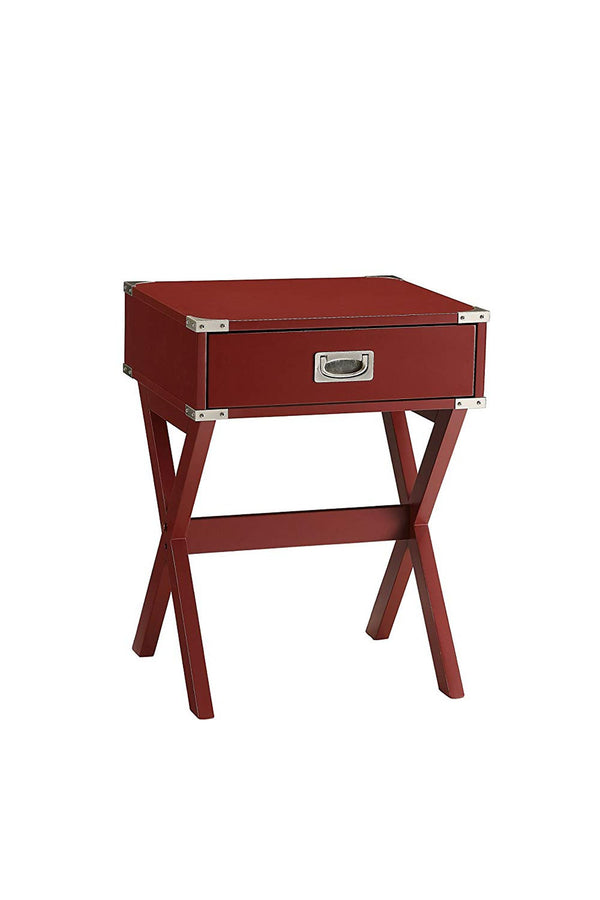 Babs End Table, Red-Side Tables and End Tables-Red-MDF Solid Wood Leg-JadeMoghul Inc.