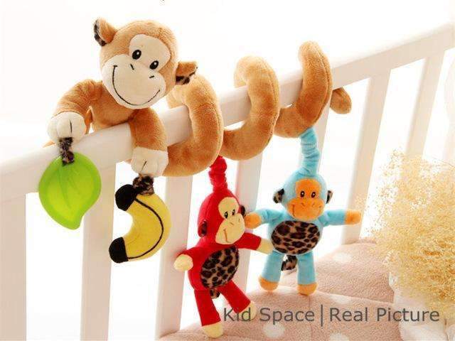 Baby Animal Theme Spiral Stroller / Crib Plush Toy-Brown Monkey-JadeMoghul Inc.