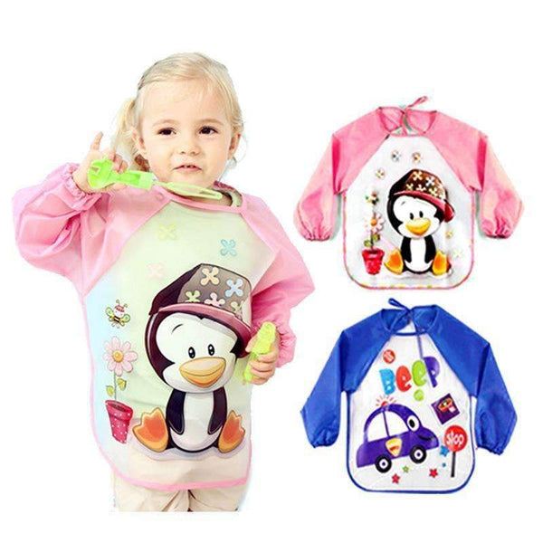 Baby Bibs Burp Children Cartoon Drawing Eating Feeding cloths Waterproof Long Sleeve Infant Newborn Bib Apron-car-JadeMoghul Inc.