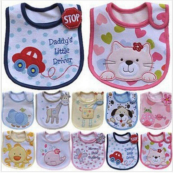 Baby Bibs Cute Cartoon Pattern Toddler Baby Waterproof Saliva Towel Cotton Fit 0-3 Years Old Infant Burp Cloths Feeding Baby-1-JadeMoghul Inc.