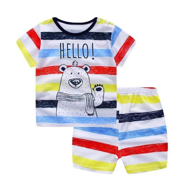 Baby boy clothes 2017 summer kids clothes sets t-shirt+pants suit clothing set bear Printed Clothes newborn sport suits-Big Head Bear-6M-JadeMoghul Inc.