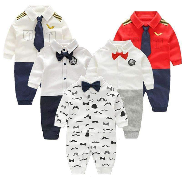 Baby Boy Clothes Bowknot New Born Baby Rompers Cotton Long Sleeve Infant Baby Boy Clothing Set Gentle Style vestido infantil-A-3M-JadeMoghul Inc.