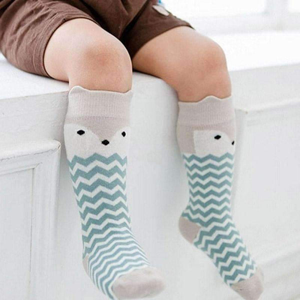 Baby Boy Girl fox Stocking Newborn Toddler knee high socks cotton Cute Cartoon Animal Cat Stockings For newborns infant-Blue-13-18 months-JadeMoghul Inc.