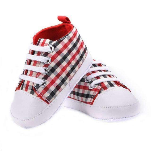 Baby Boy/ Girl Soft Sole Casual Canvas Shoes-Red Plaid-3-JadeMoghul Inc.