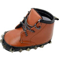Baby Boy Rivet Detailed Biker Boots With Metal Chain Laces-Brown-1-JadeMoghul Inc.