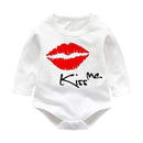 Baby Boy White Cotton I Love Mommy / Daddy Print Bodysuit-long sleeve romper 1-3M-JadeMoghul Inc.