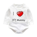 Baby Boy White Cotton I Love Mommy / Daddy Print Bodysuit-long sleeve romper 2-3M-JadeMoghul Inc.