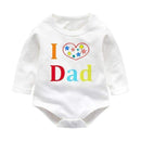 Baby Boy White Cotton I Love Mommy / Daddy Print Bodysuit-long sleeve romper 6-3M-JadeMoghul Inc.