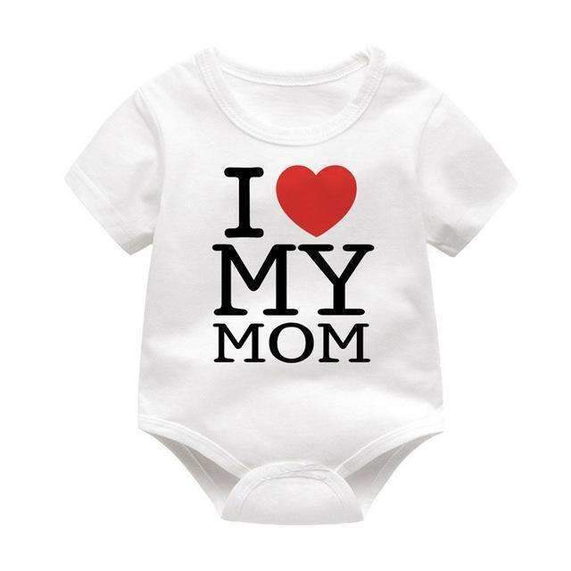 Baby Boy White Cotton I Love Mommy / Daddy Print Bodysuit-short sleeve 2-3M-JadeMoghul Inc.