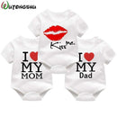 Baby Boy White Cotton I Love Mommy / Daddy Print Bodysuit-short sleeve 6-3M-JadeMoghul Inc.