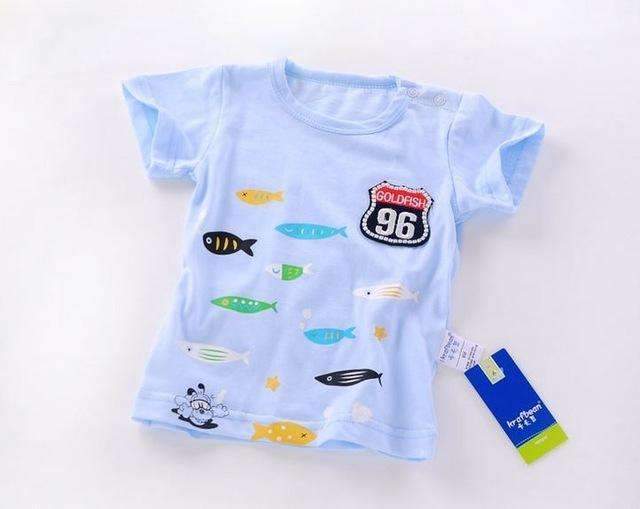 Baby Boys girls T-shirt 2016 Summer New Baby Clothing Baby Boys Short Sleeves T shirt Kids tops Cotton Cartoon Baby tees-9-3M-JadeMoghul Inc.