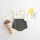 Baby Boys Infant Rompers Baby Girls Long Sleeve Jumpsuits Ruffles Princess Girl Sweet Knitted Overalls Infant Romper 70-100cm-Silver-3T-JadeMoghul Inc.