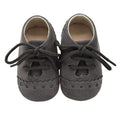 Baby Boys Leather Moccasins Tie Up Soft Shoes-Grey-0-6 Months-JadeMoghul Inc.
