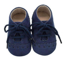 Baby Boys Leather Moccasins Tie Up Soft Shoes-Navy Blue-0-6 Months-JadeMoghul Inc.