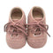 Baby Boys Leather Moccasins Tie Up Soft Shoes-Pink-0-6 Months-JadeMoghul Inc.