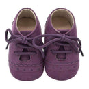 Baby Boys Leather Moccasins Tie Up Soft Shoes-Purple-0-6 Months-JadeMoghul Inc.